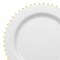 White with Gold Pearl String Round Disposable Plastic Dinner Plates - 10" (120 Plates)